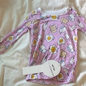 Little Sleepies Purple Pajama Top with Fun Breakfast Print